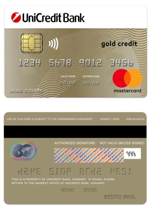 Hungary UniCredit Bank gold credit mastercard